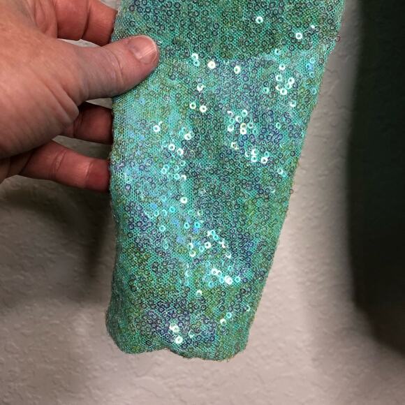 Badgley Mischka aqua sequin v neck tunic top size Extra Small XS NWT mermaid - Picture 6 of 16
